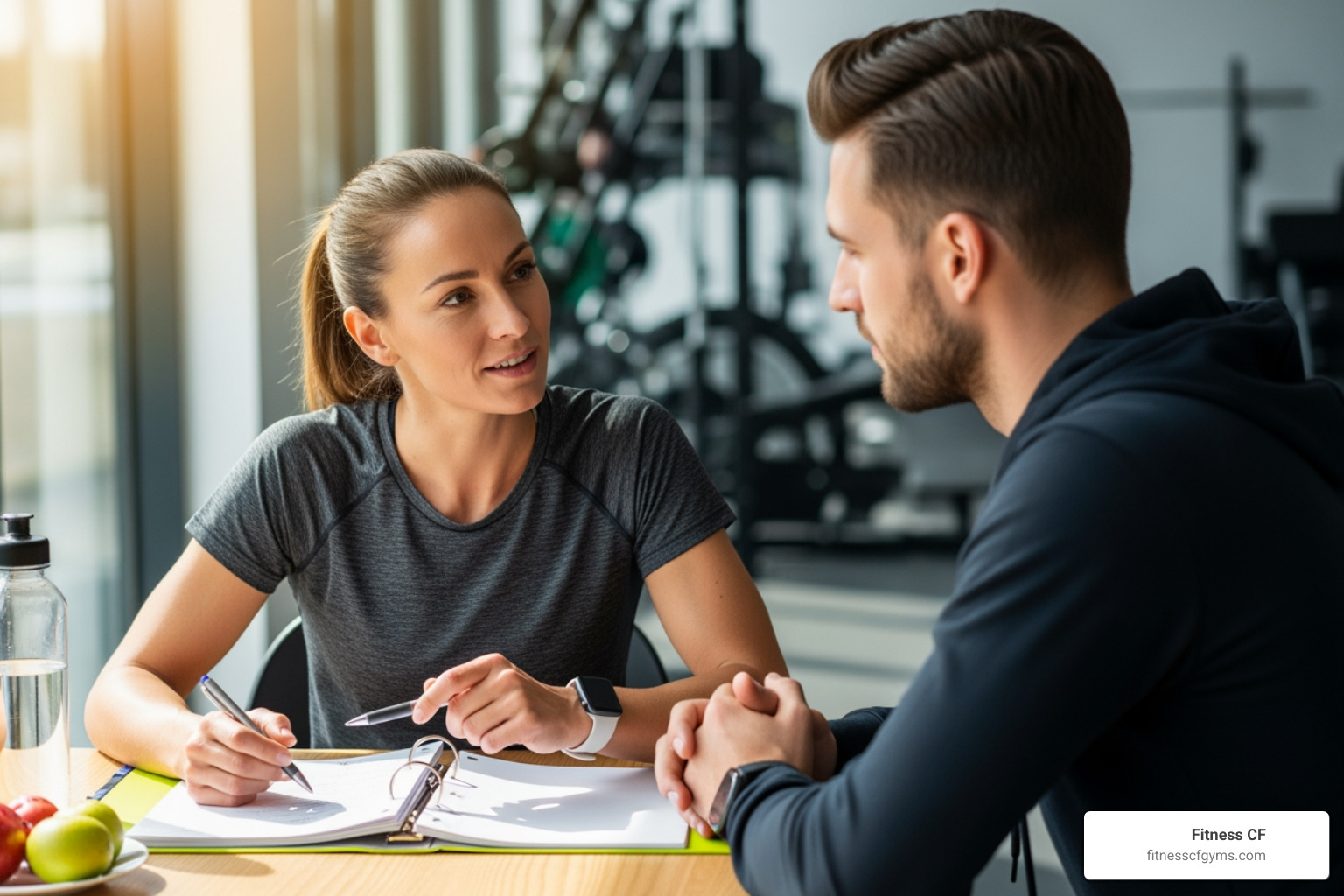 A personal trainer and client engaged in a consultation, discussing goals and plans - personal trainer mount dora A personal trainer and client engaged in a consultation, discussing goals and plans - personal trainer mount dora