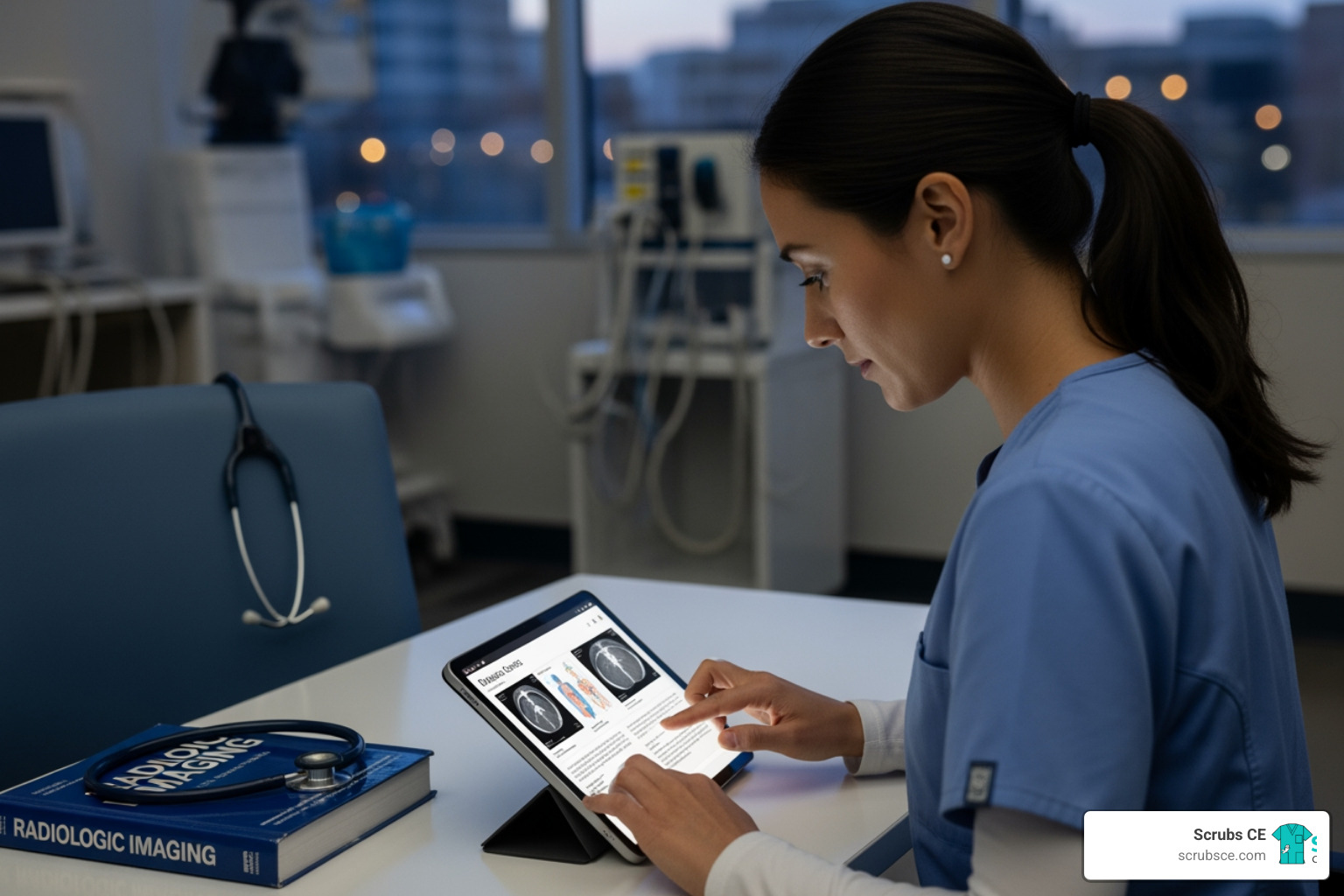 technologist taking an online course on a tablet - radiologic technologist continuing education credits technologist taking an online course on a tablet - radiologic technologist continuing education credits