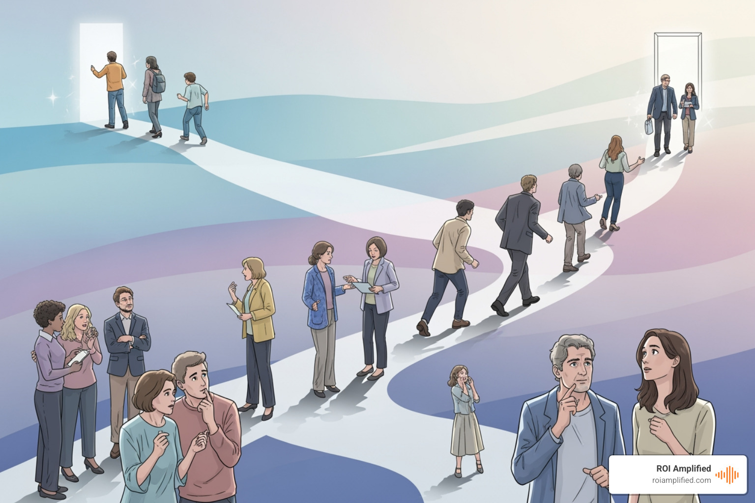 people moving through stages of a customer journey - digital marketing solutions people moving through stages of a customer journey - digital marketing solutions