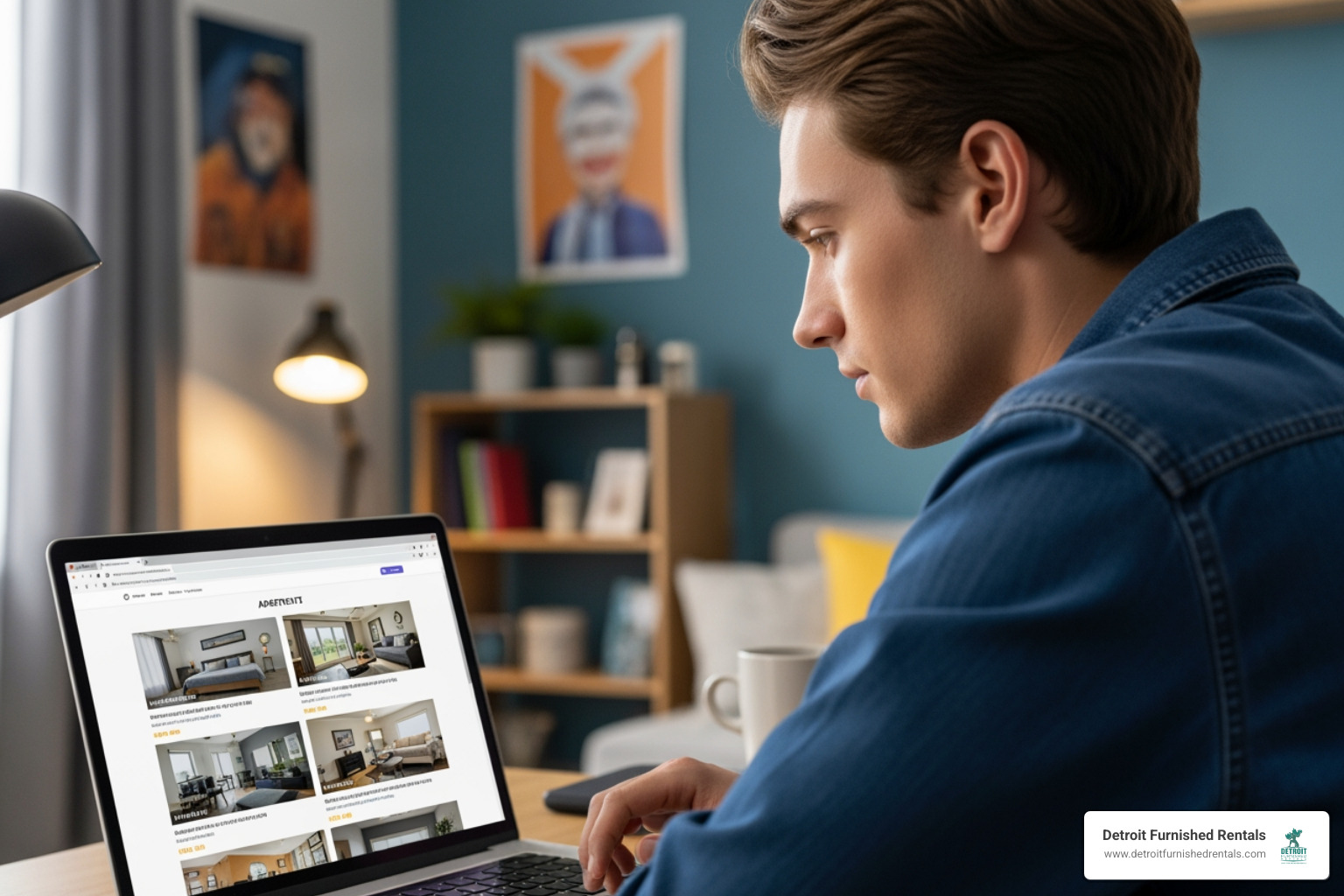 student browsing apartment listings - apartments near campus