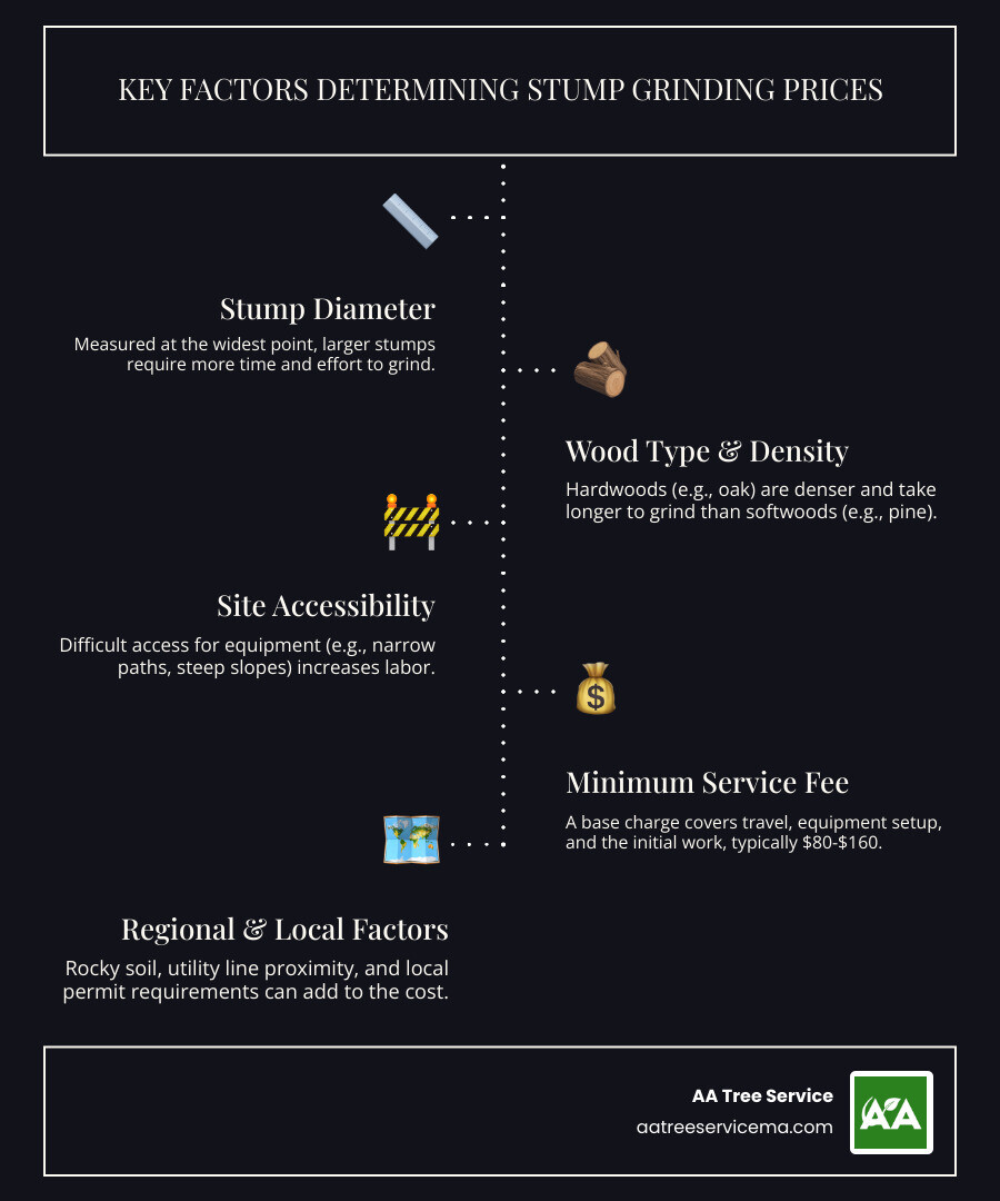 infographic explaining the key factors that determine stump grinding prices - average price for stump grinding infographic infographic-line-5-steps-dark infographic explaining the key factors that determine stump grinding prices - average price for stump grinding infographic infographic-line-5-steps-dark