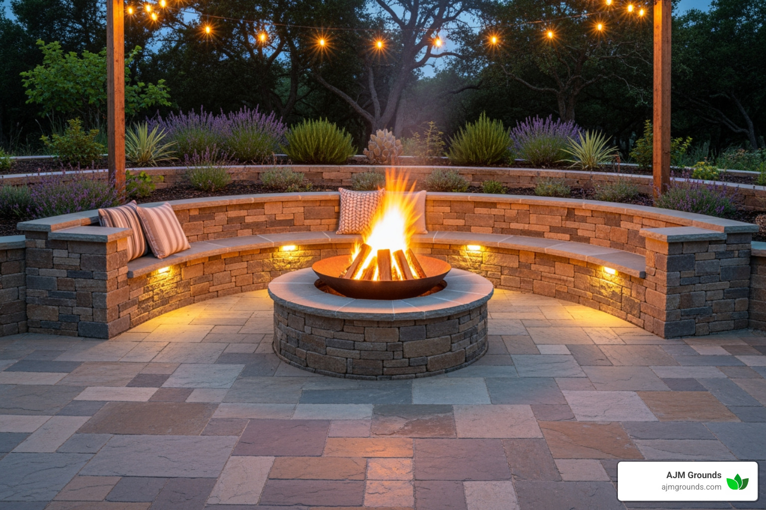 curved seat wall around a custom fire pit - Retaining walls with seating curved seat wall around a custom fire pit - Retaining walls with seating