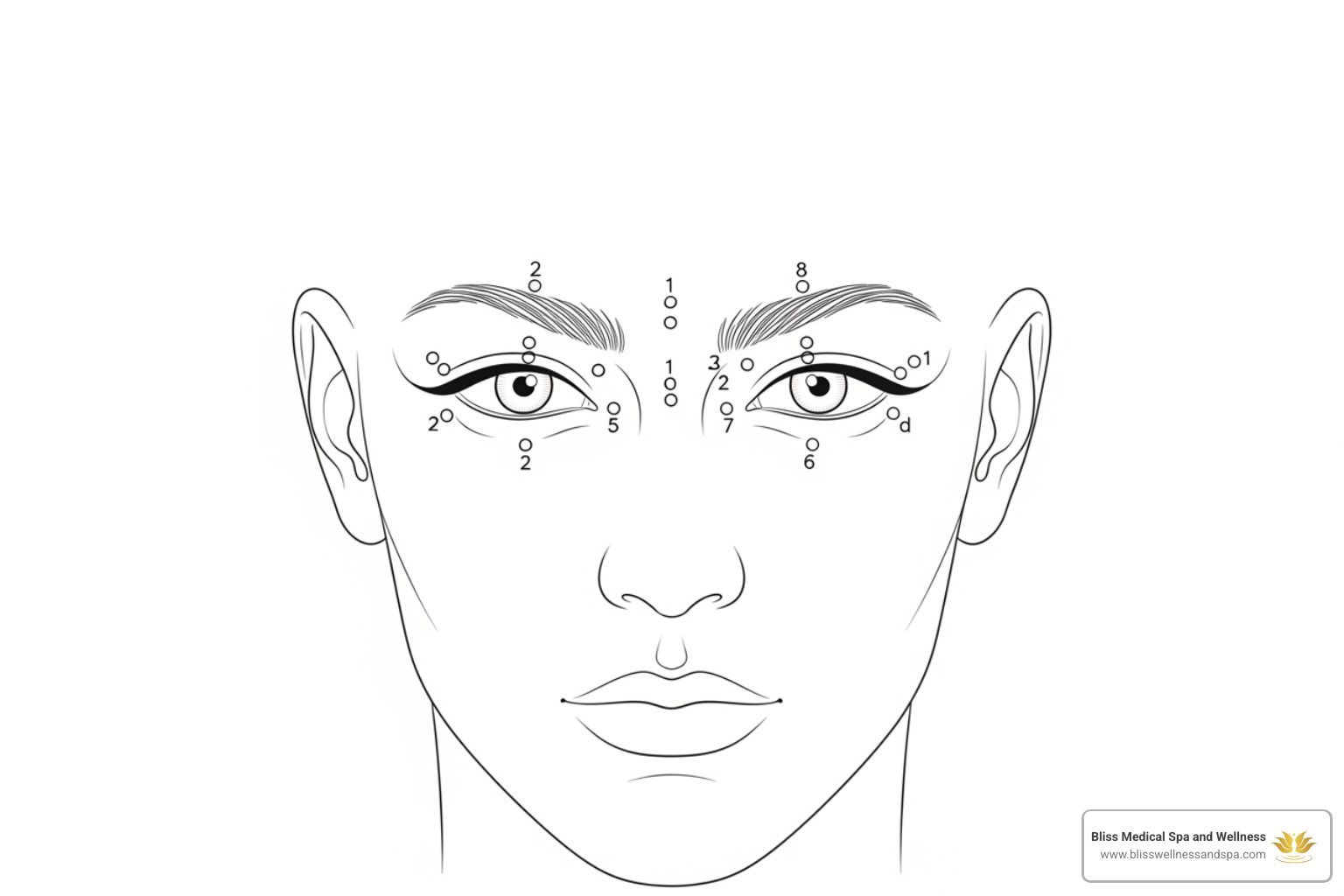 Face diagram showing common Botox injection sites - Botox Phoenix AZ