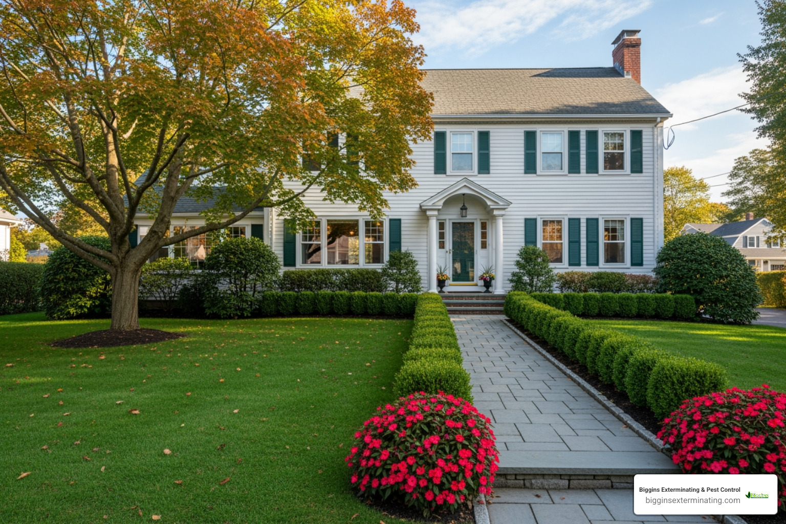 A beautiful, pest-free suburban home in a Massachusetts town like Lexington or Andover - Pest control Middlesex County