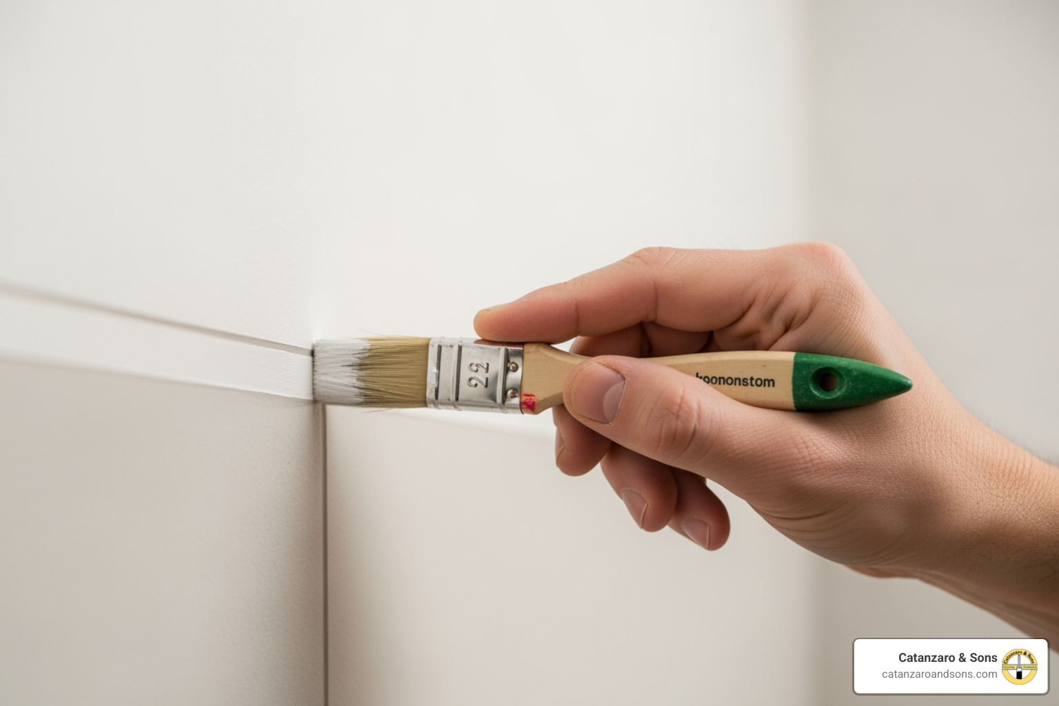 A painter neatly cutting in on a wall edge with precision - residential painters bristol A painter neatly cutting in on a wall edge with precision - residential painters bristol
