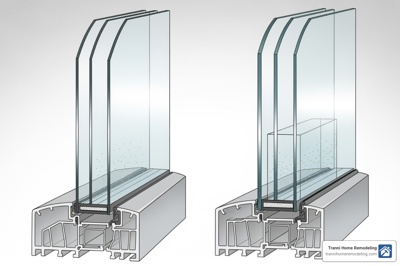 cross section of double pane vs triple pane window - Window replacement cost estimate