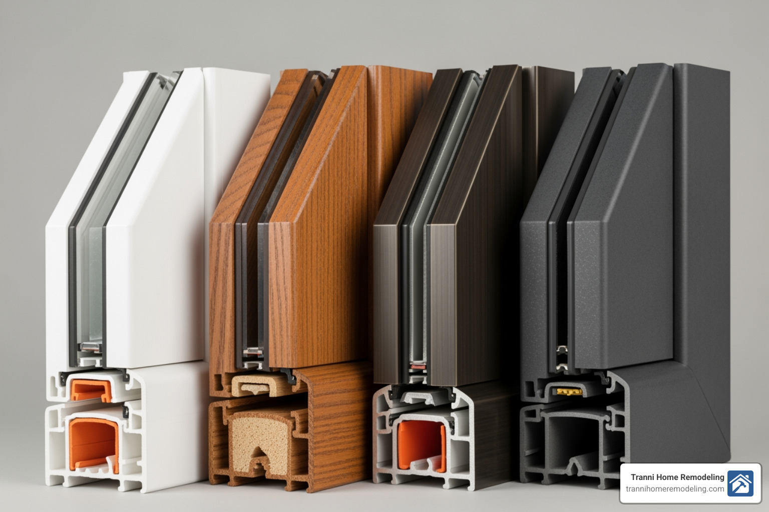 different window frame materials side by side - Window replacement cost estimate