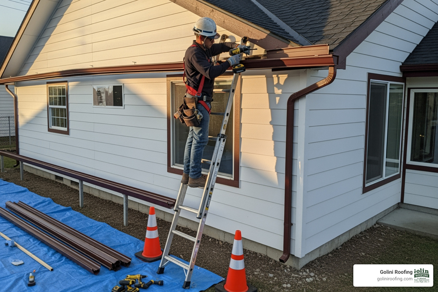 Gutter installation on a residential home - Gutter Installers