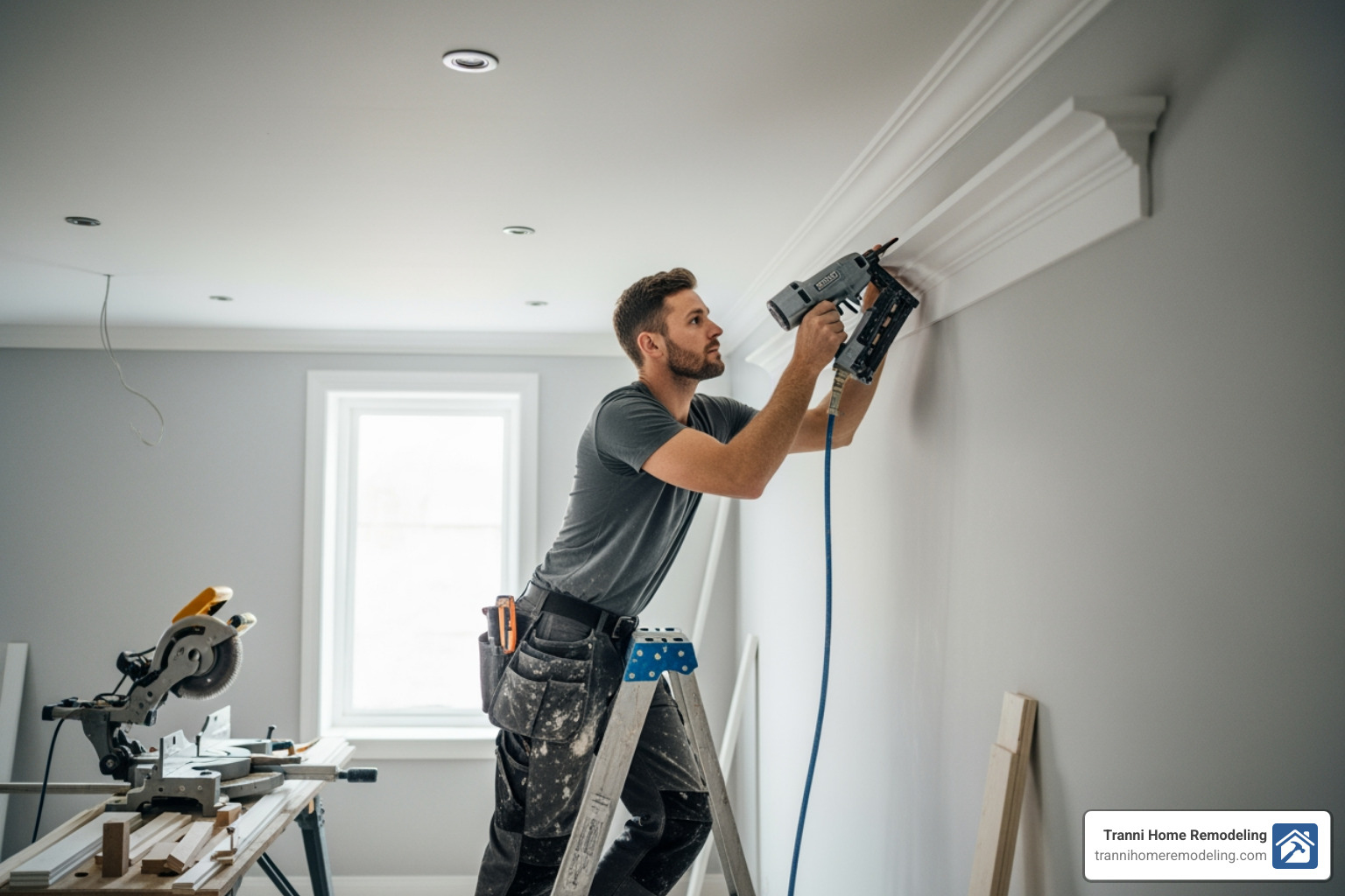 carpenter installing crown molding - carpenters near me