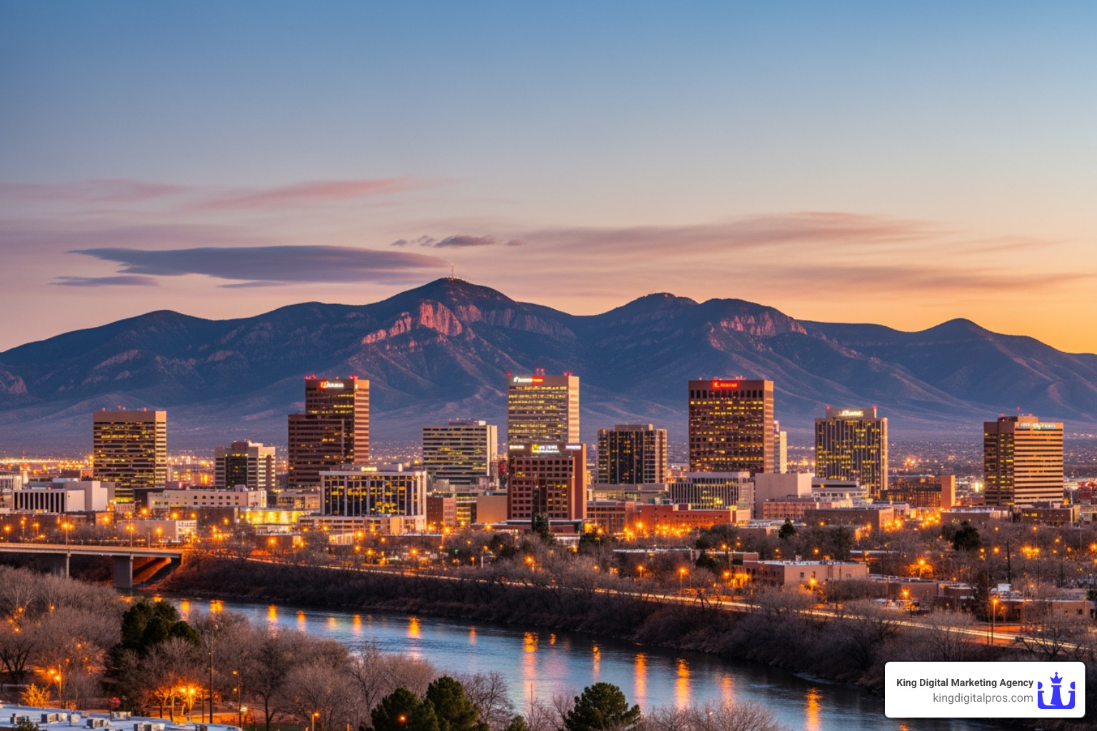 Albuquerque skyline with Sandia Mountains in the background - albuquerque website development services Albuquerque skyline with Sandia Mountains in the background - albuquerque website development services