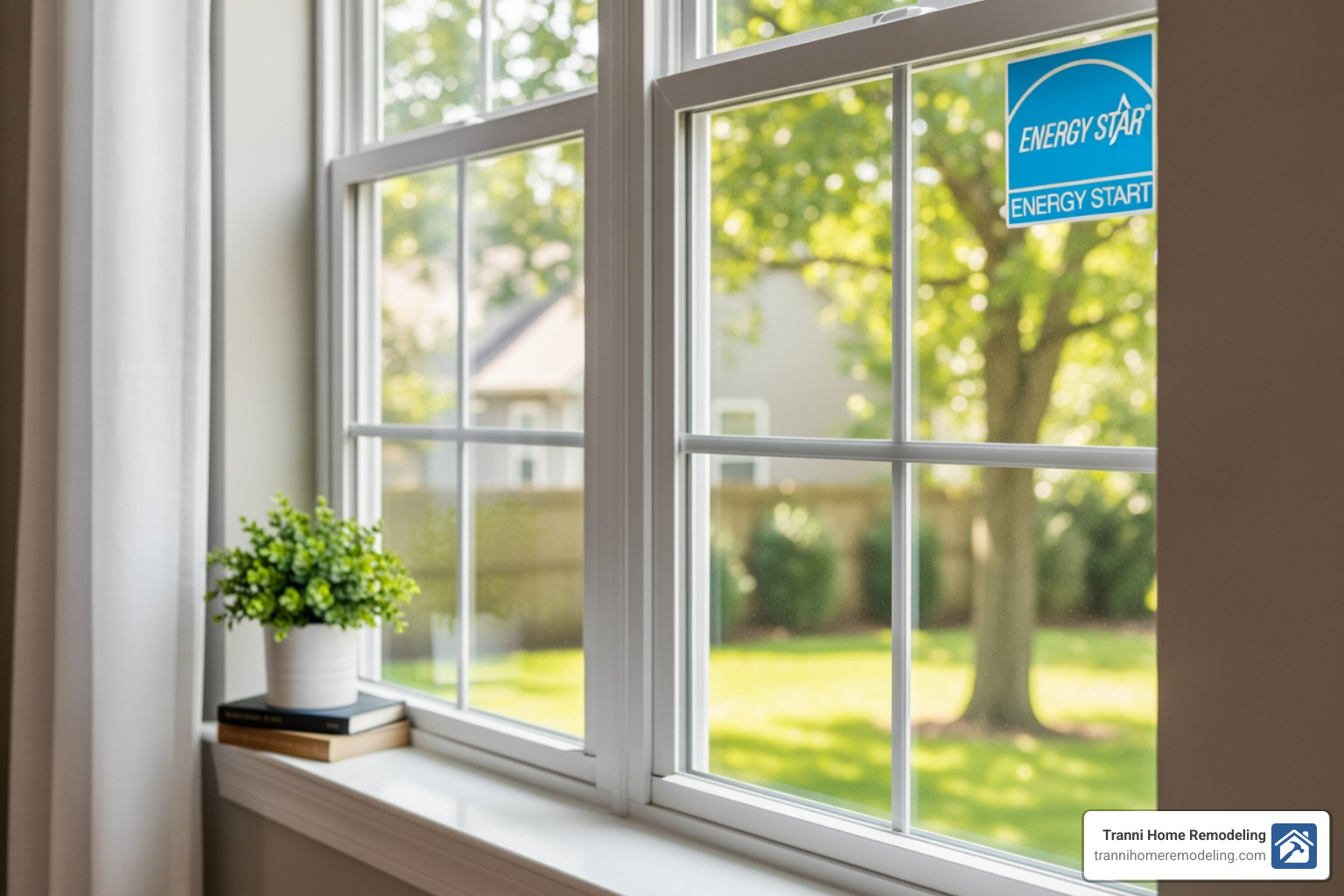 A window with an ENERGY STAR label - home window installers A window with an ENERGY STAR label - home window installers