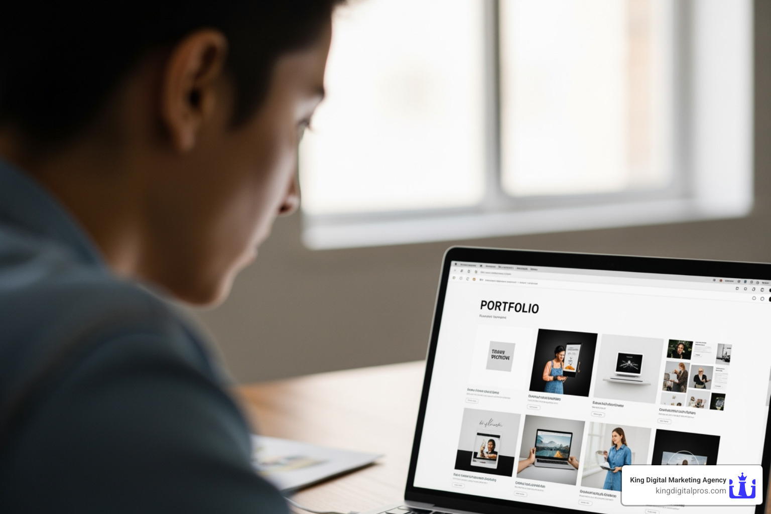 Person reviewing a portfolio on a laptop - local SEO specialists Person Reviewing A Portfolio On A Laptop - Local Seo Specialists