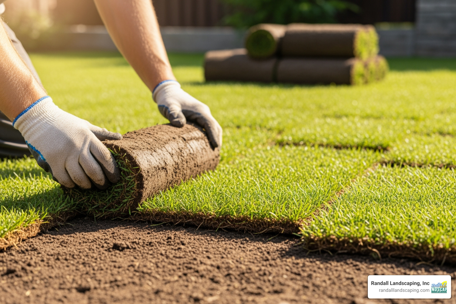 sod being laid in a staggered, brick-like pattern - laying sod sod being laid in a staggered, brick-like pattern - laying sod