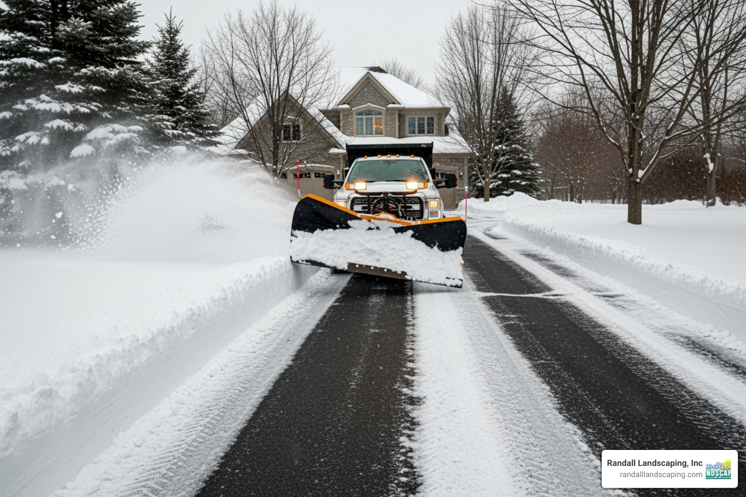 snow plow clearing driveway - Local snow plowers