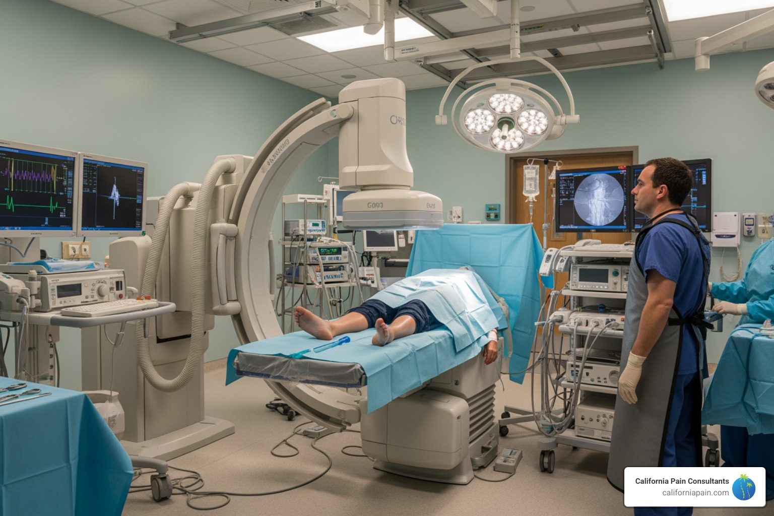 fluoroscopy machine in procedure room - epidural back pain relief