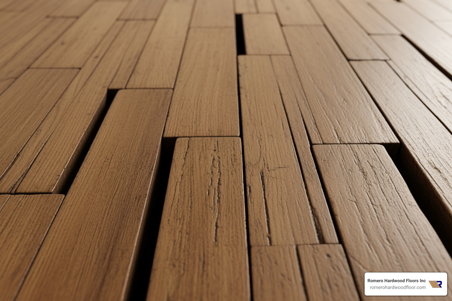 a hardwood floor with noticeable gaps between the planks - caulk wood floor gaps