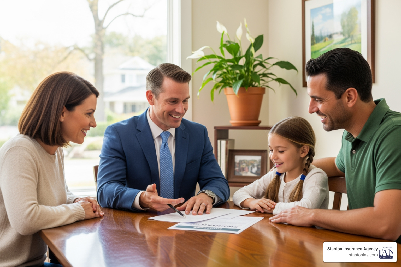 friendly insurance agent meeting with family - best independent insurance agent near me