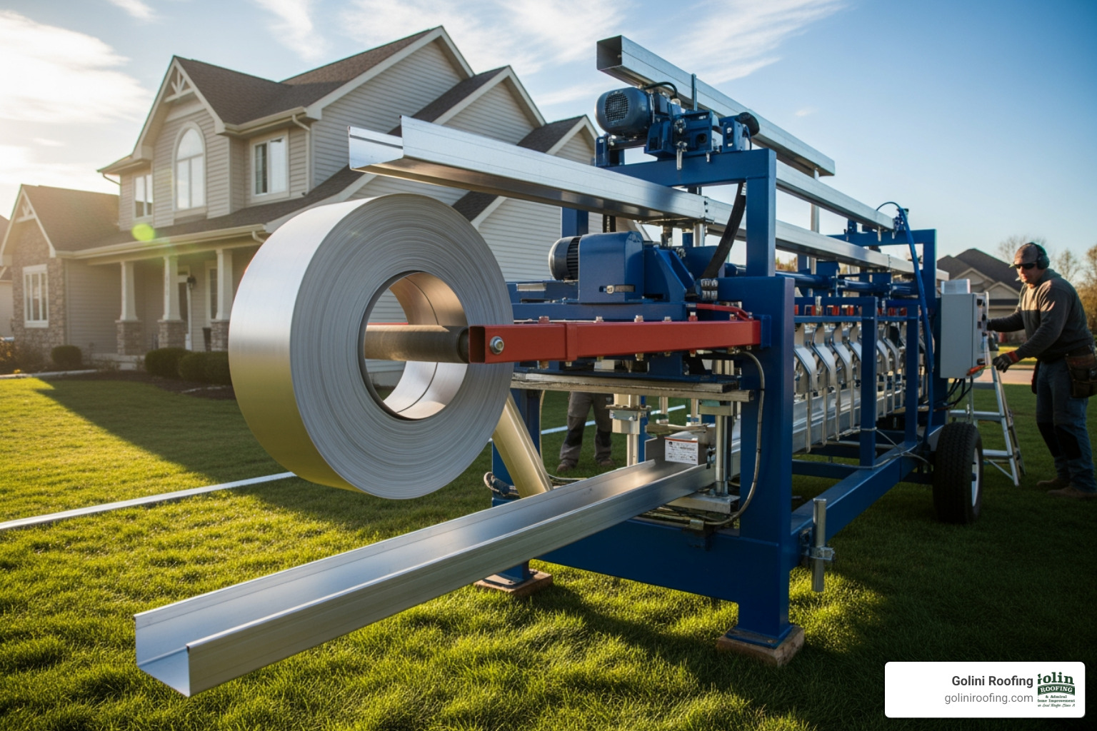 a machine forming seamless aluminum gutters on-site - rain gutters cost per linear foot a machine forming seamless aluminum gutters on-site - rain gutters cost per linear foot