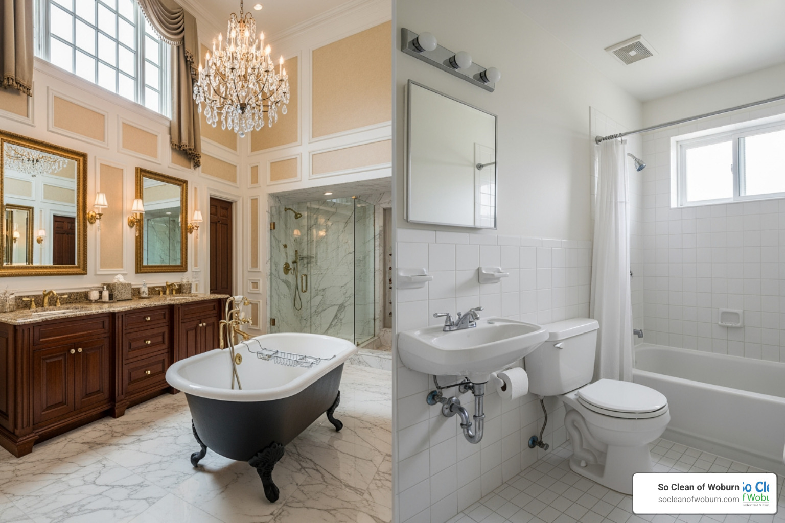 very large, luxurious bathroom vs. a small, simple one - bathroom cleaning services near me prices very large, luxurious bathroom vs. a small, simple one - bathroom cleaning services near me prices