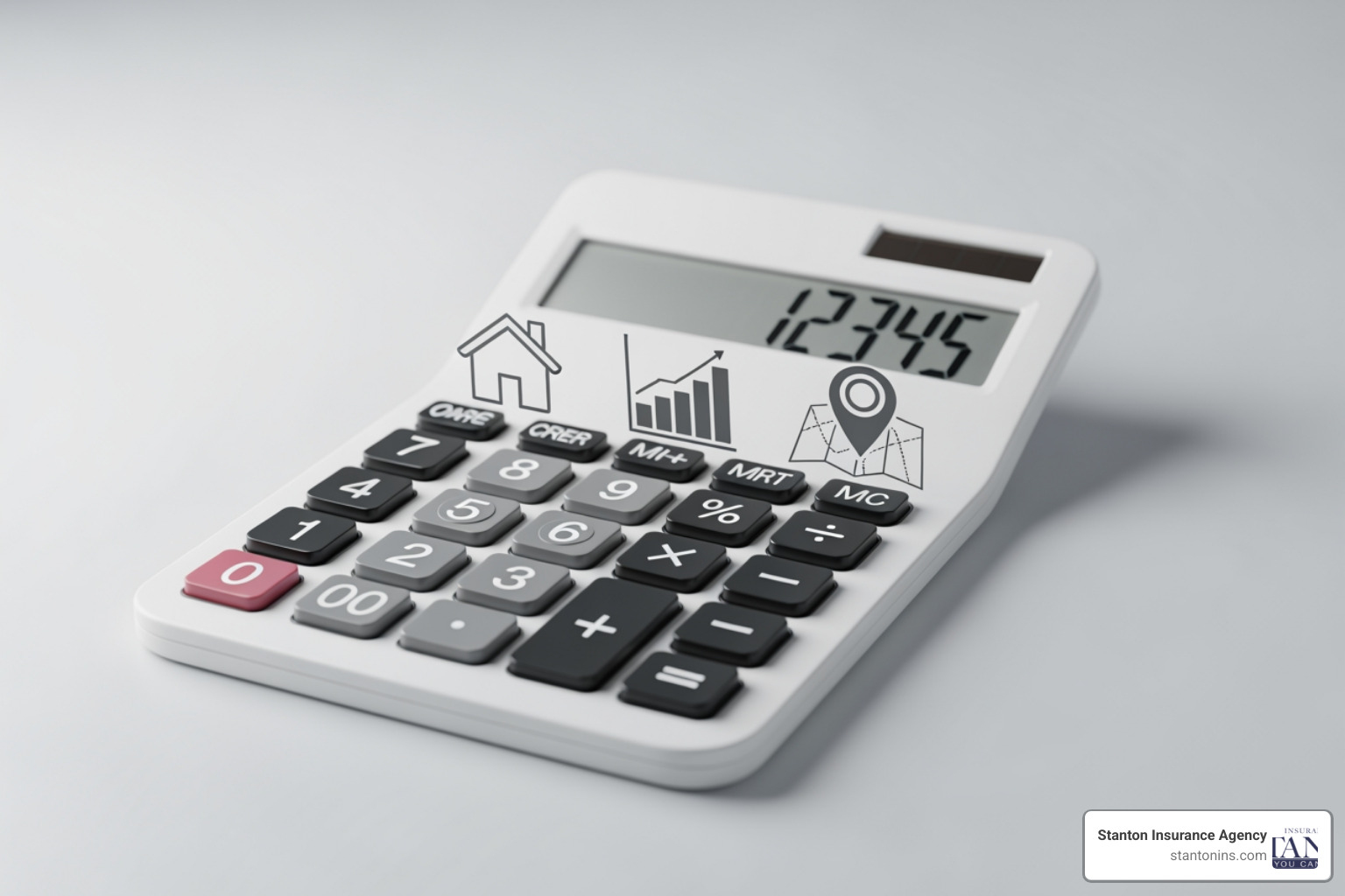 calculator with house credit score and map icons - Best affordable tenant insurance