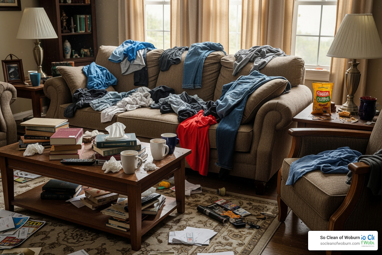 a cluttered room before cleaning - deep clean cost