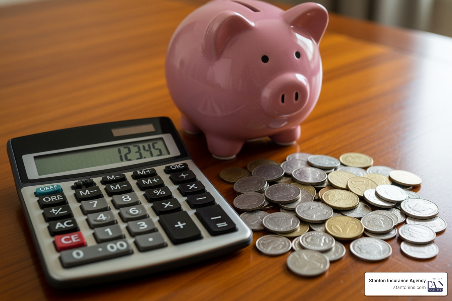 calculator with coins and piggy bank - how to cancel auto insurance