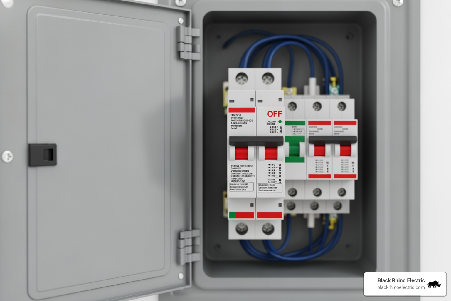 main electrical panel with the main breaker being switched to the "OFF" position - wire a hot tub 240v