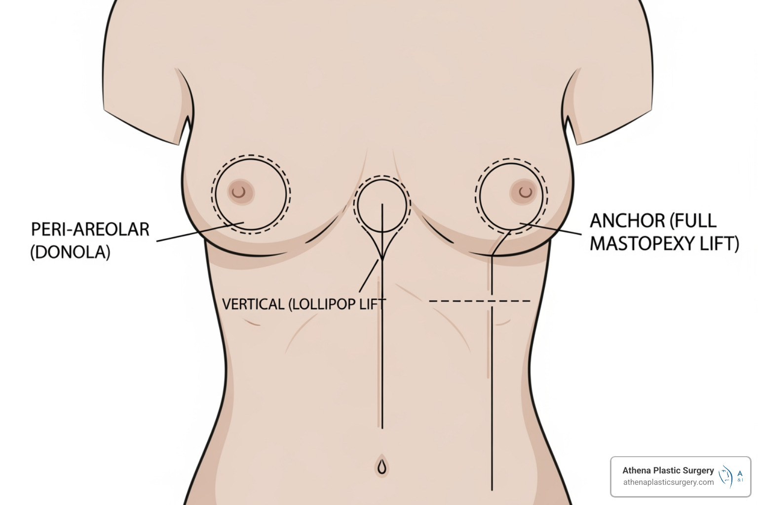 incisions for different breast lift types - average cost of mastopexy