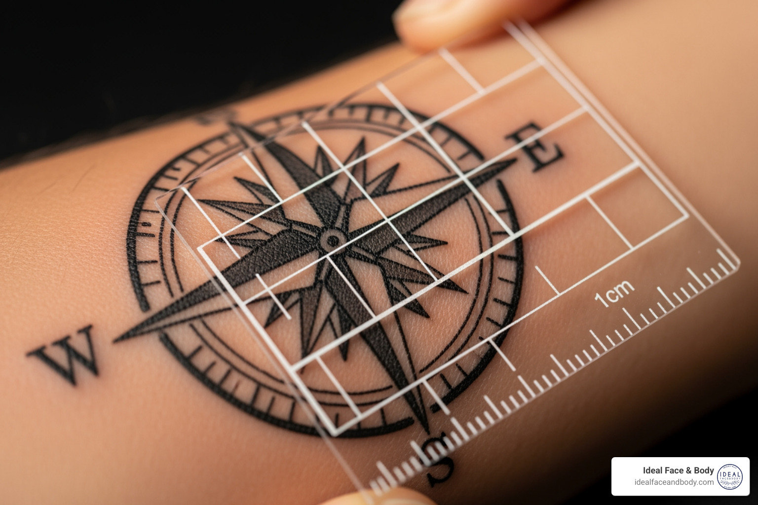tattoo being measured with a grid overlay - tattoo removal cost laser tattoo being measured with a grid overlay - tattoo removal cost laser