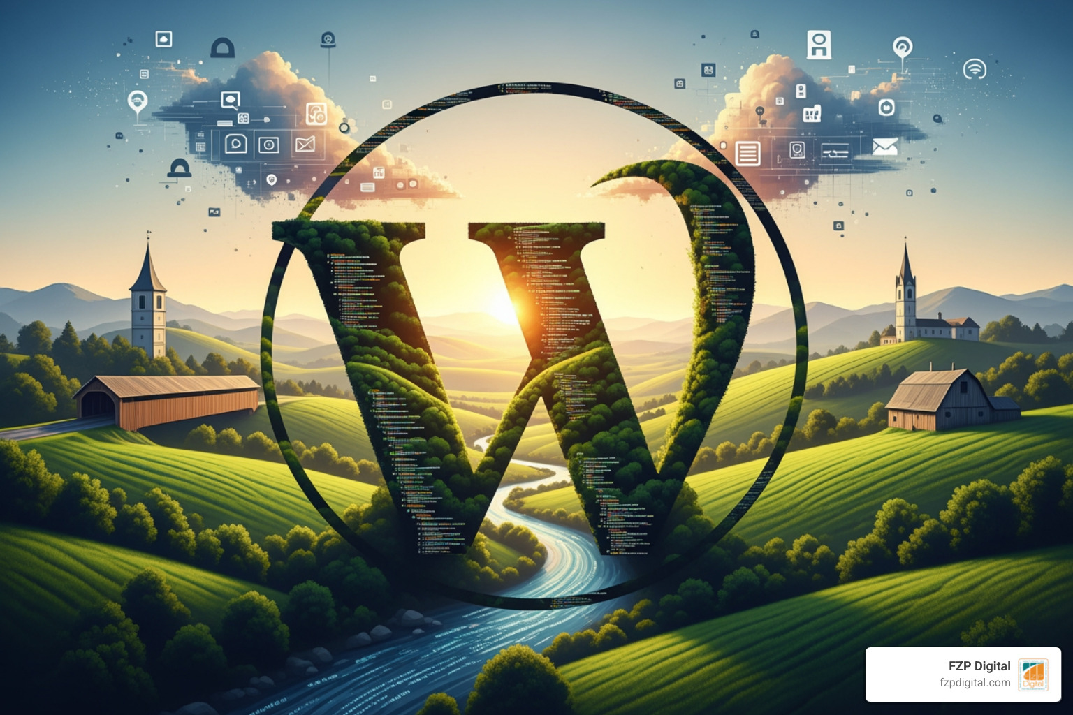 A split-screen of two very different, beautifully designed WordPress websites for fictional Bucks County businesses: one for a rustic farm store with warm, earthy tones and hand-drawn elements, and the other for a modern tech consultant with clean lines, cool colors, and sleek typography. - Bucks County WordPress A split-screen of two very different, beautifully designed WordPress websites for fictional Bucks County businesses: one for a rustic farm store with warm, earthy tones and hand-drawn elements, and the other for a modern tech consultant with clean lines, cool colors, and sleek typography. - Bucks County WordPress