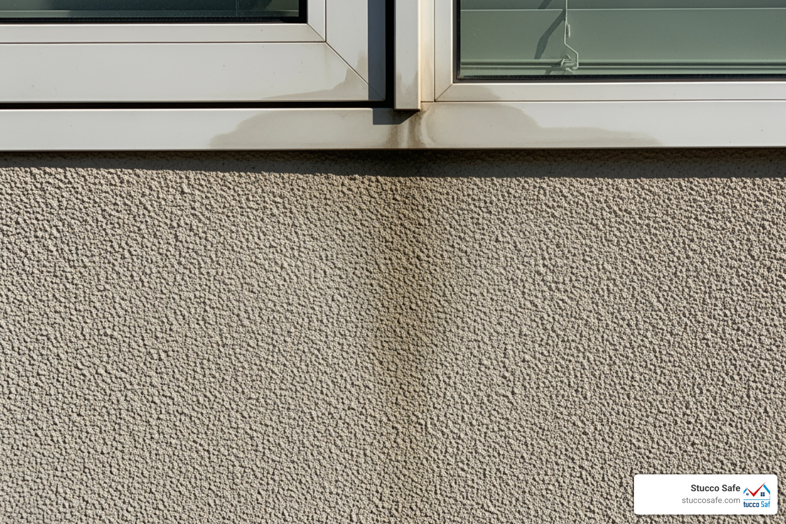 Subtle stucco tear below a window - Chester County stucco inspections Subtle stucco tear below a window - Chester County stucco inspections