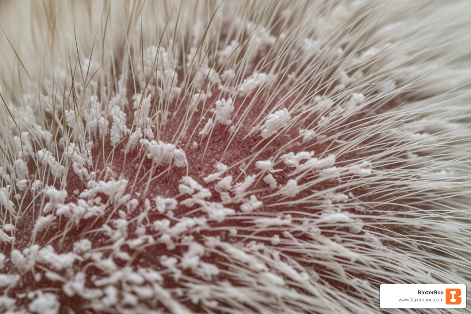 A close-up image of a dog's skin showing mild redness and flakes, indicating dryness or irritation. - Sensitive skin dog shampoo