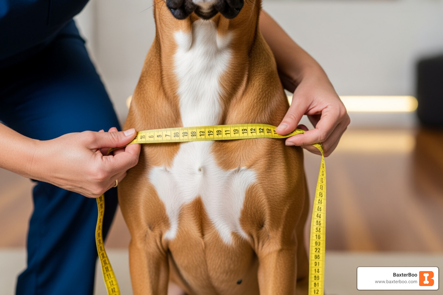 person measuring a dog's chest girth with a soft tape measure - dog bubble coat person measuring a dog's chest girth with a soft tape measure - dog bubble coat