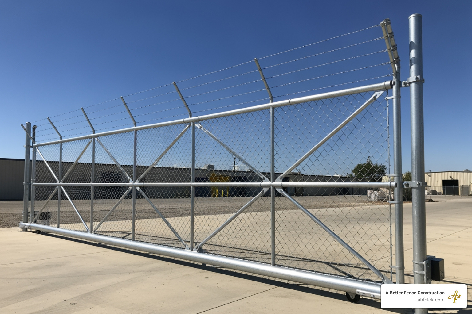 Chain link gate with barbwire on top - 20 foot chain link rolling gate Chain link gate with barbwire on top - 20 foot chain link rolling gate