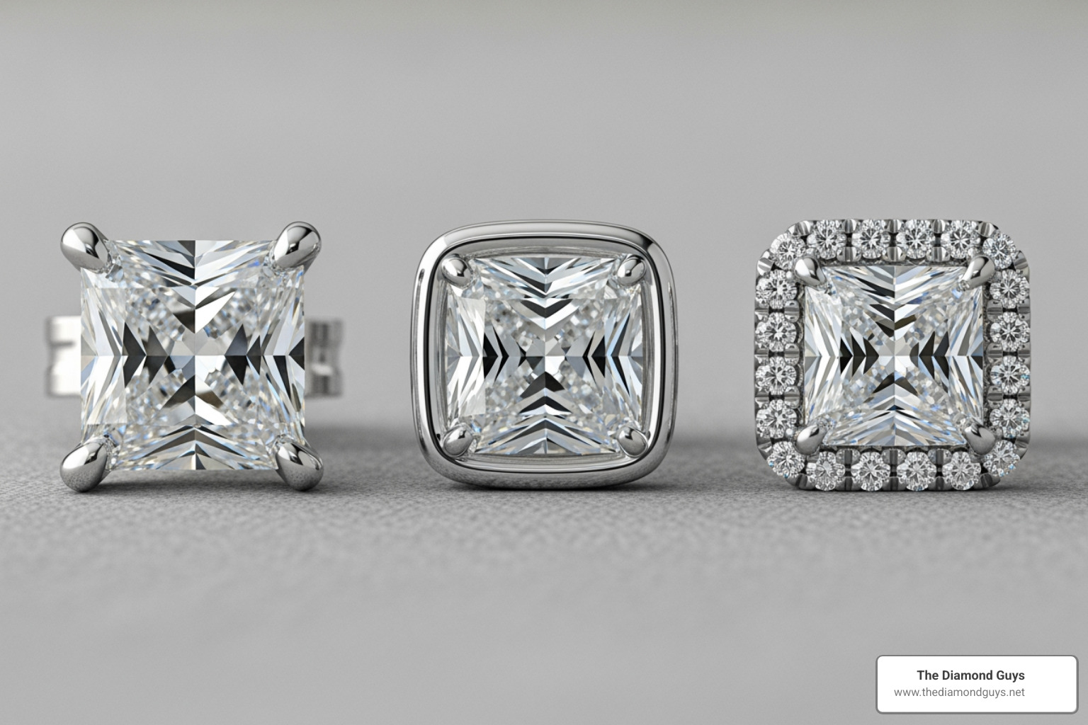 comparing prong, bezel, and halo settings on square diamond studs - mens square earrings diamond comparing prong, bezel, and halo settings on square diamond studs - mens square earrings diamond