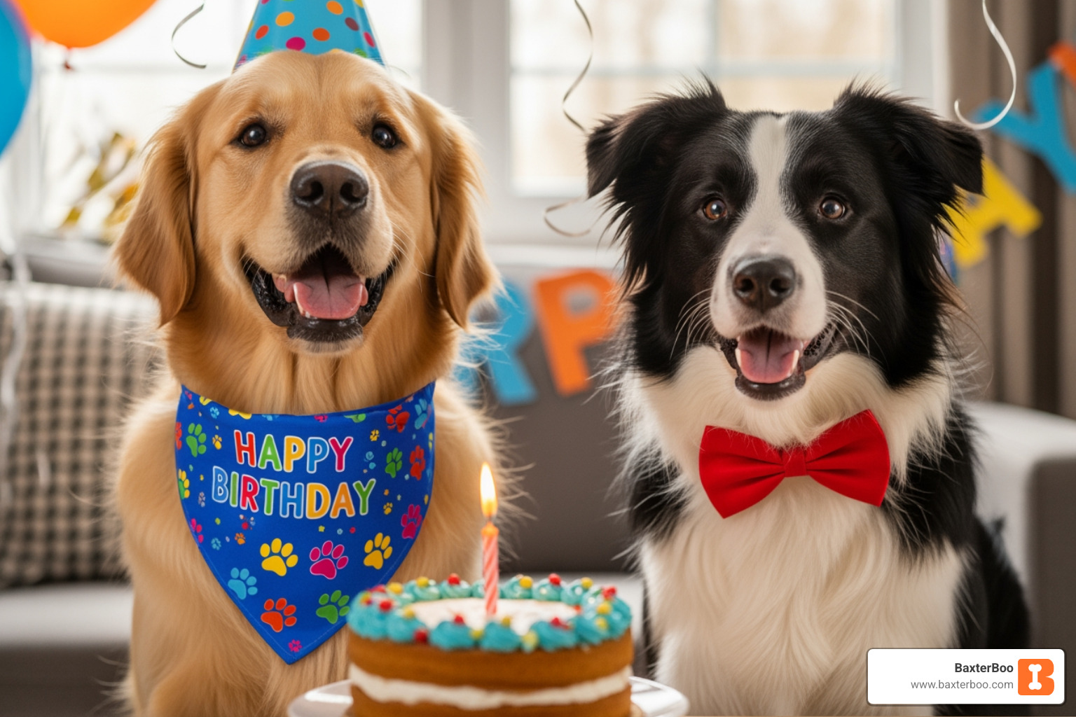 dog wearing a birthday bandana and another wearing a bow tie - birthday hats for dogs dog wearing a birthday bandana and another wearing a bow tie - birthday hats for dogs
