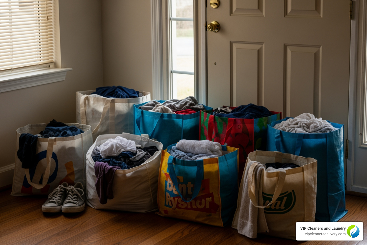 laundry bags ready for pickup - Fold and fluff service