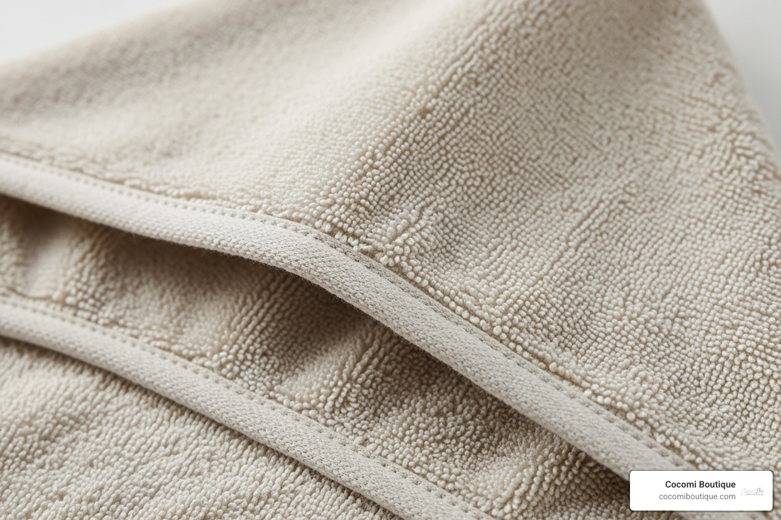 Close-up of the texture and hood of a bamboo towel - bamboo hooded towel baby