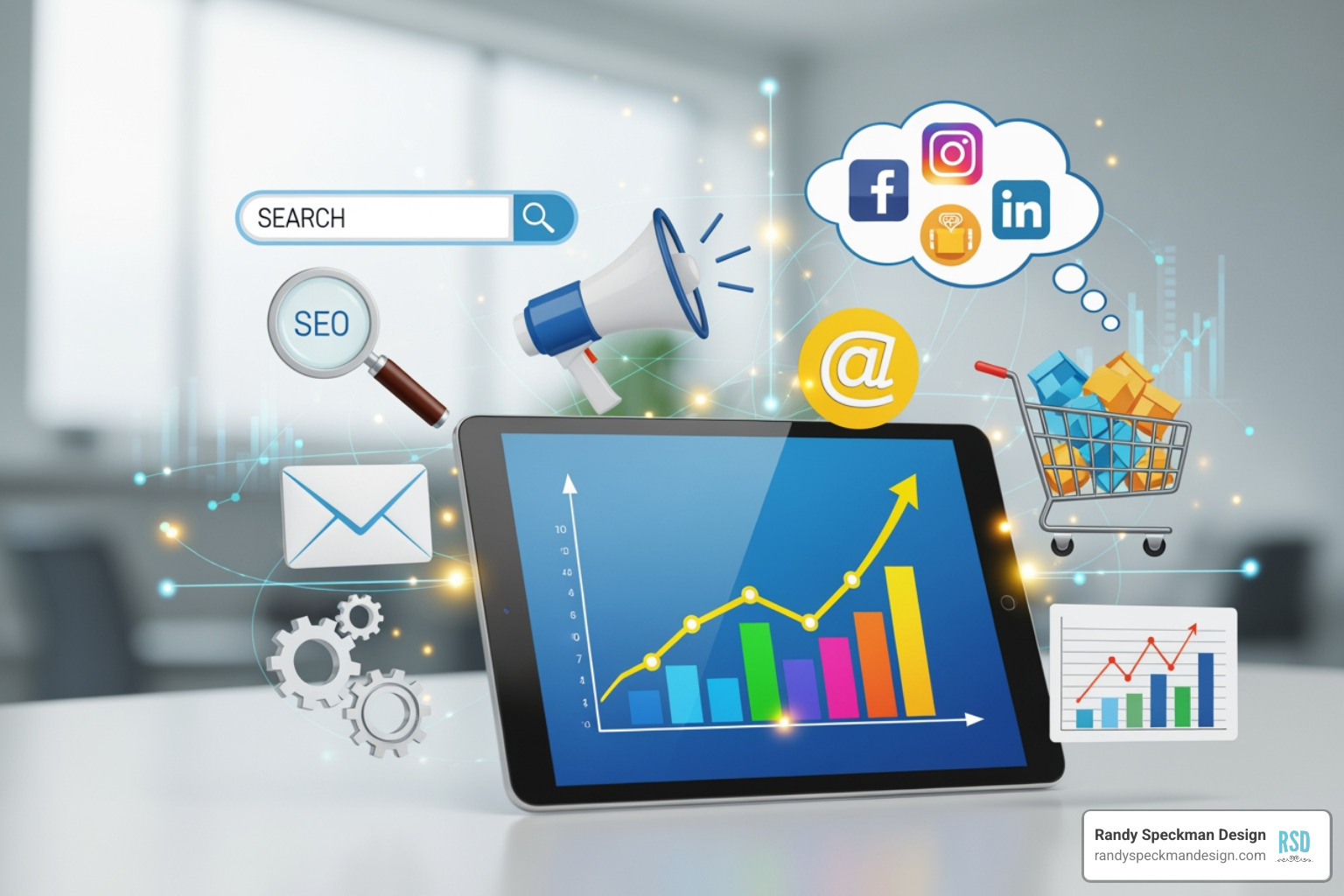 A social media dashboard on a laptop - digital marketing tools A social media dashboard on a laptop - digital marketing tools