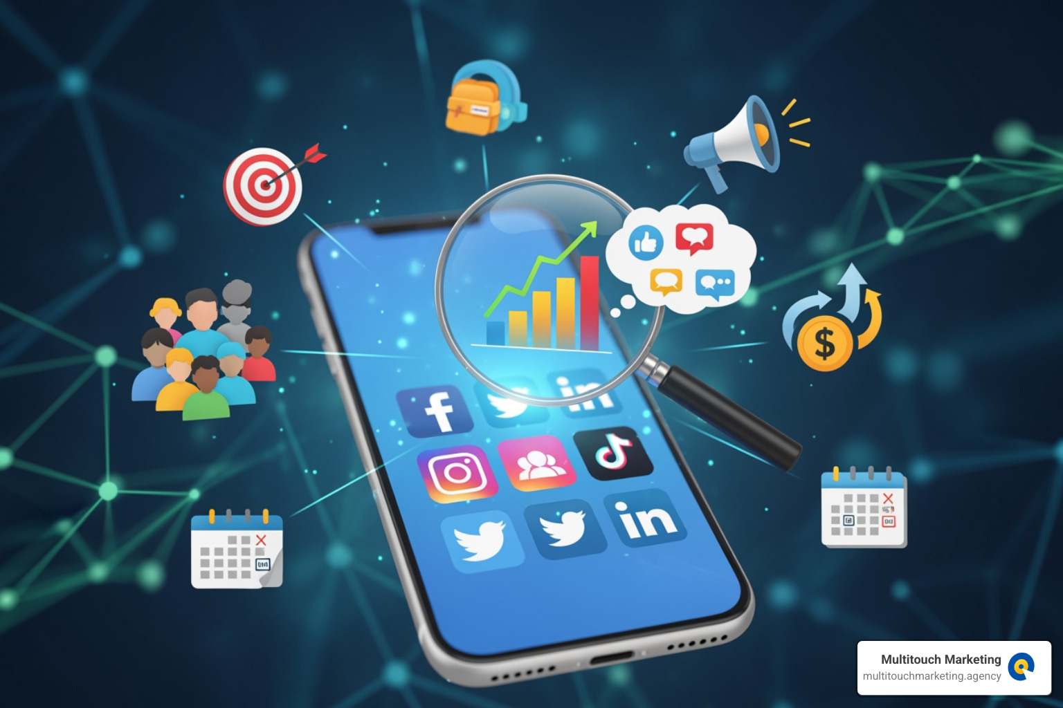 Social media analytics dashboard showing key metrics - social media marketing definition Social media analytics dashboard showing key metrics - social media marketing definition