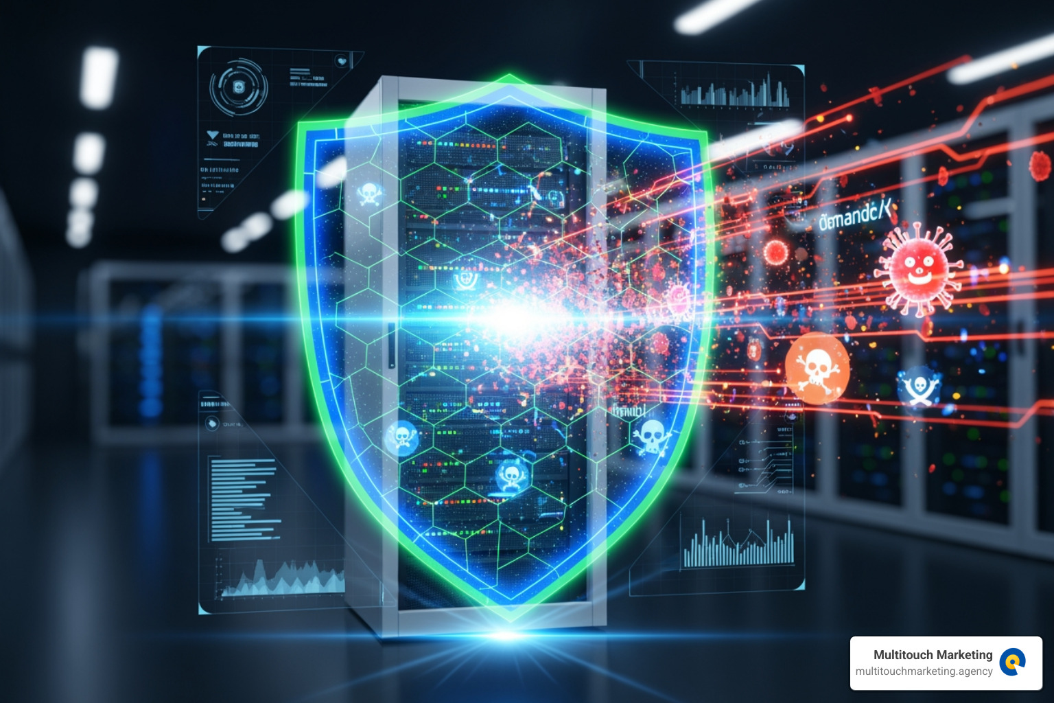 Digital shield protecting a server from online threats - DNS management service Digital shield protecting a server from online threats - DNS management service