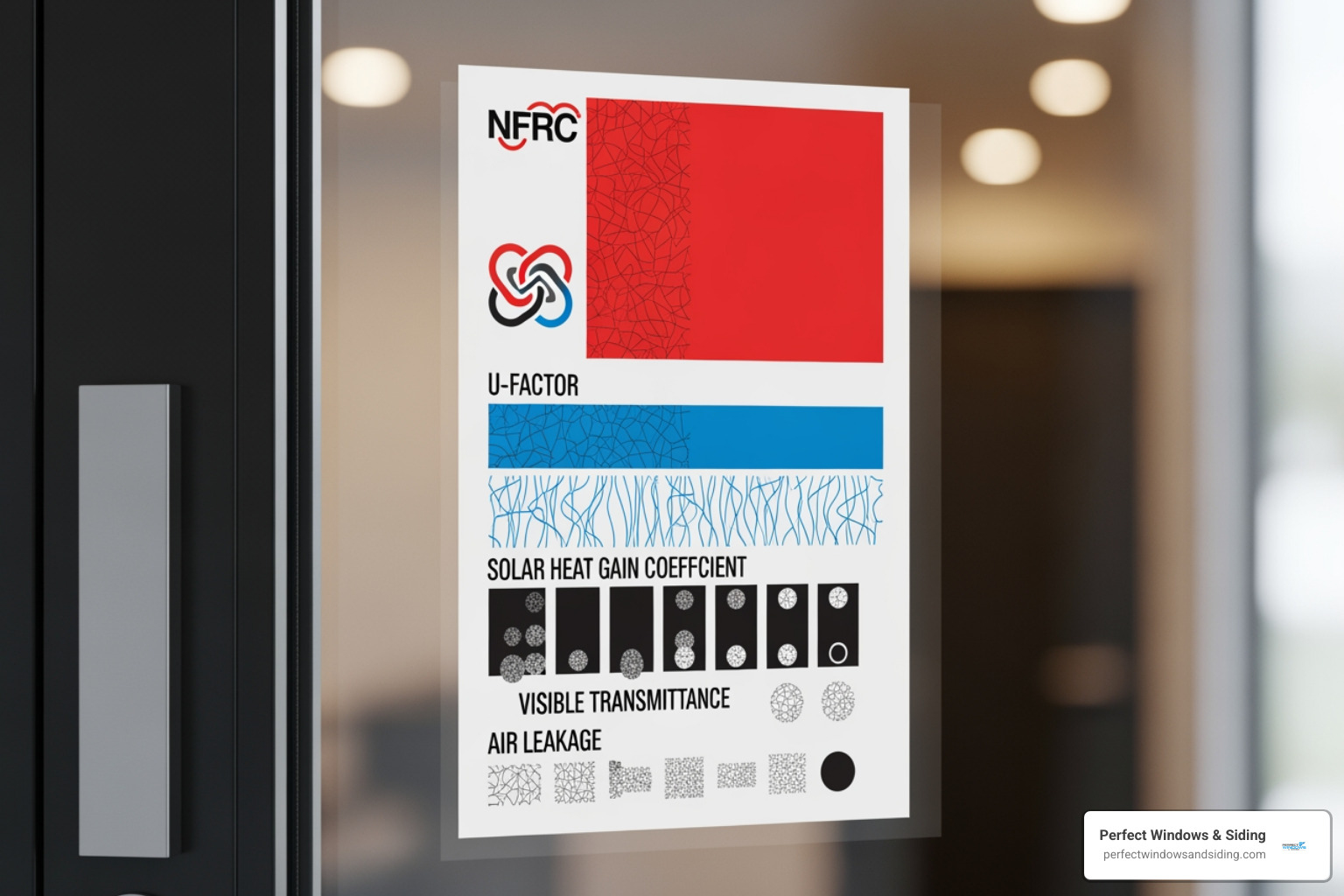NFRC label on a door with U-Factor and SHGC highlighted - energy efficient door installation