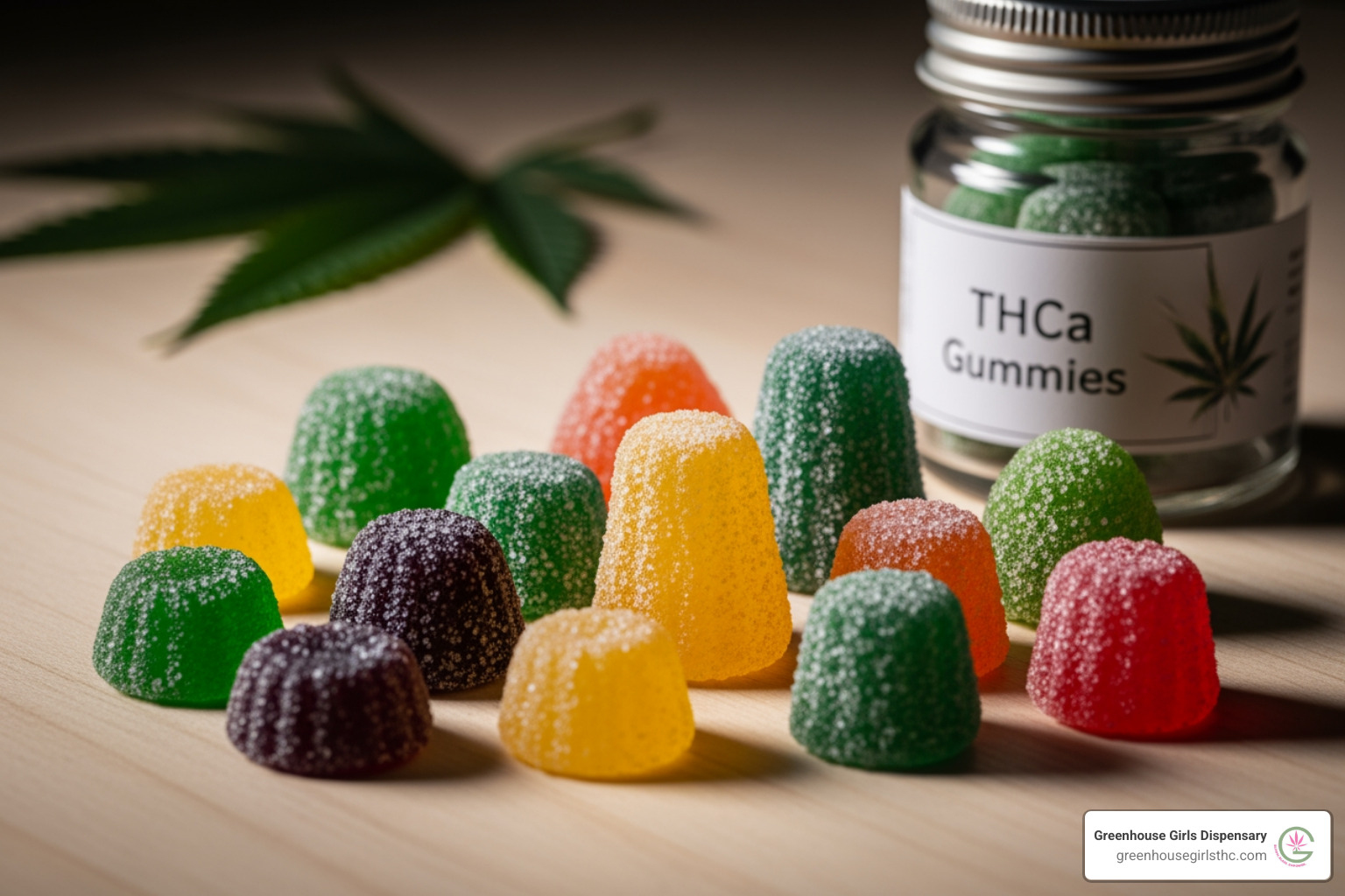molecular structure of THCa converting to THC with a heat symbol - buy THCa gummies