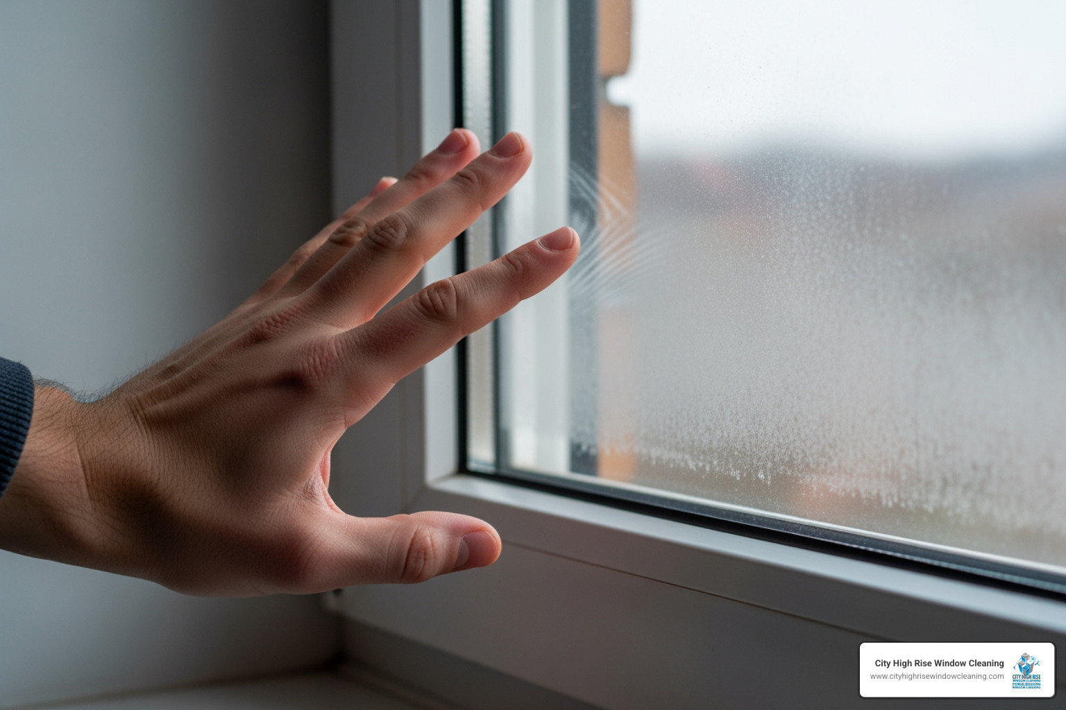 A person's hand reaching out to feel a draft coming from a window, with a visible gap or air movement indicated by a slight blur - Window seal replacement A person's hand reaching out to feel a draft coming from a window, with a visible gap or air movement indicated by a slight blur - Window seal replacement