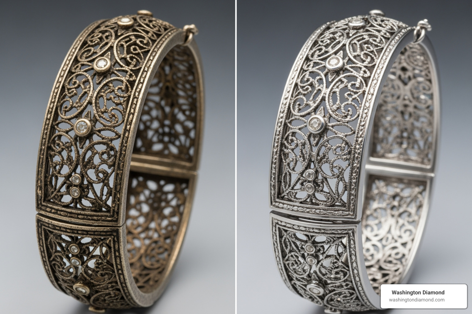 before-and-after shot of a restored bracelet - jewelry repairs and restoration before-and-after shot of a restored bracelet - jewelry repairs and restoration