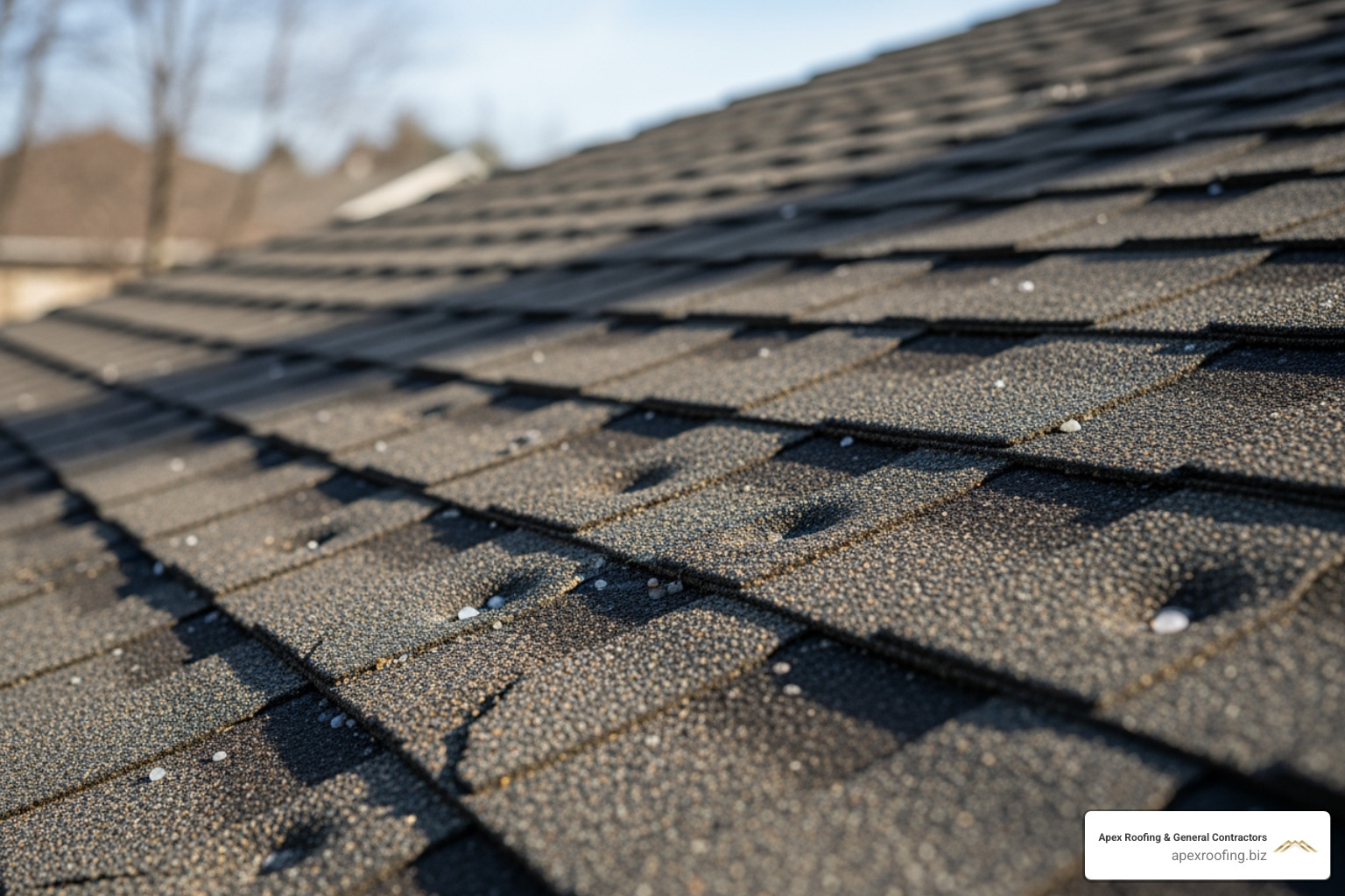 image of hail damage on an asphalt shingle roof - residential shingle roofing san antonio image of hail damage on an asphalt shingle roof - residential shingle roofing san antonio