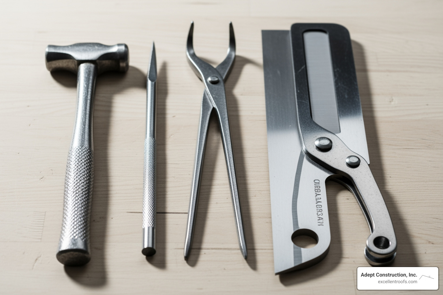 essential slate repair tools laid out neatly - residential slate roof repair