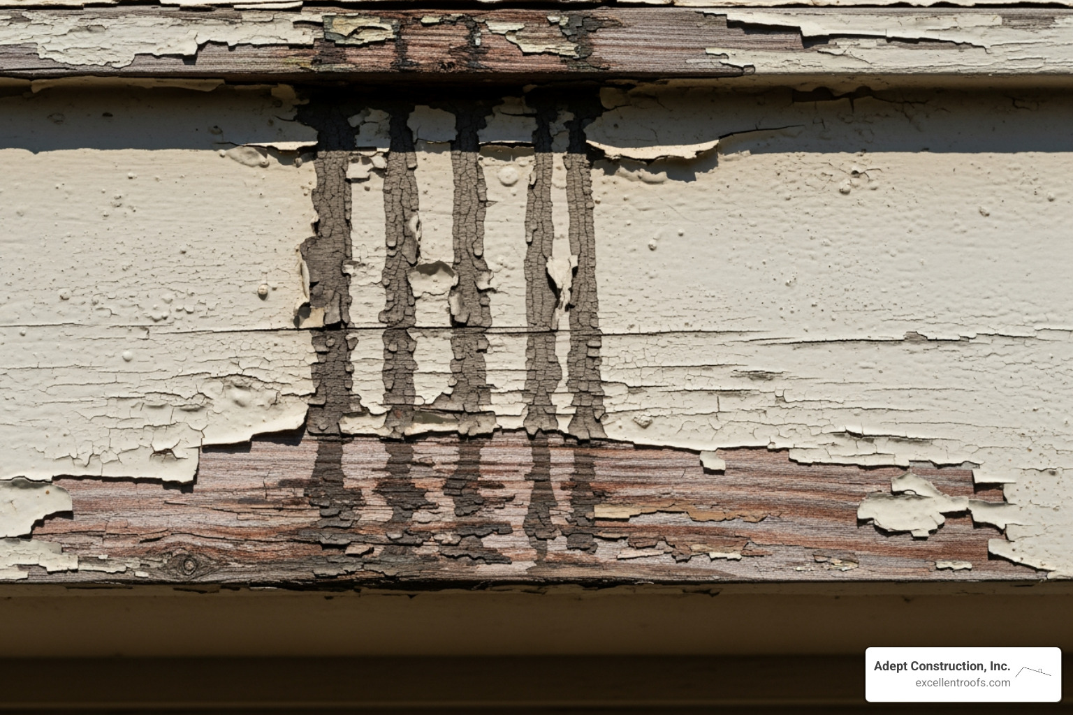 fascia with water stains and paint deterioration - fascia repair Naperville