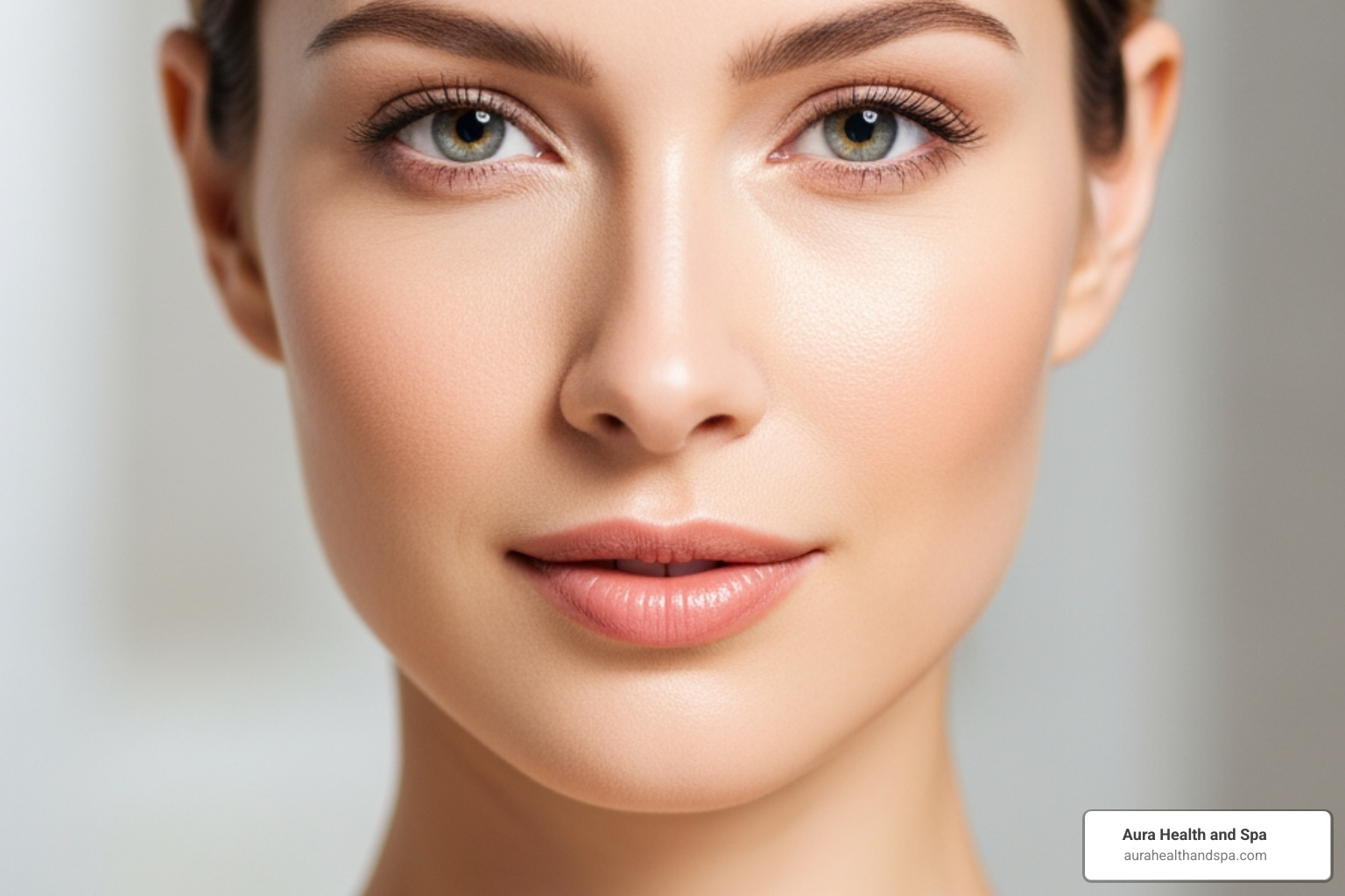 Woman with smooth natural facial skin - botox face treatment