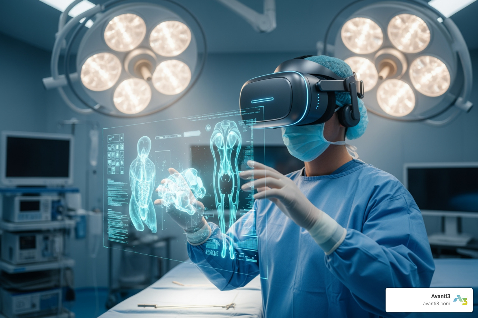 person in VR headset performing virtual surgery - non game vr experiences